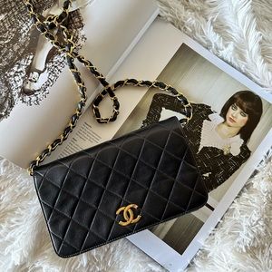 Vintage Full Flap Black Quilted Lambskin Mini